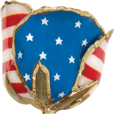 24K Solid Gold Rose- Patriotic